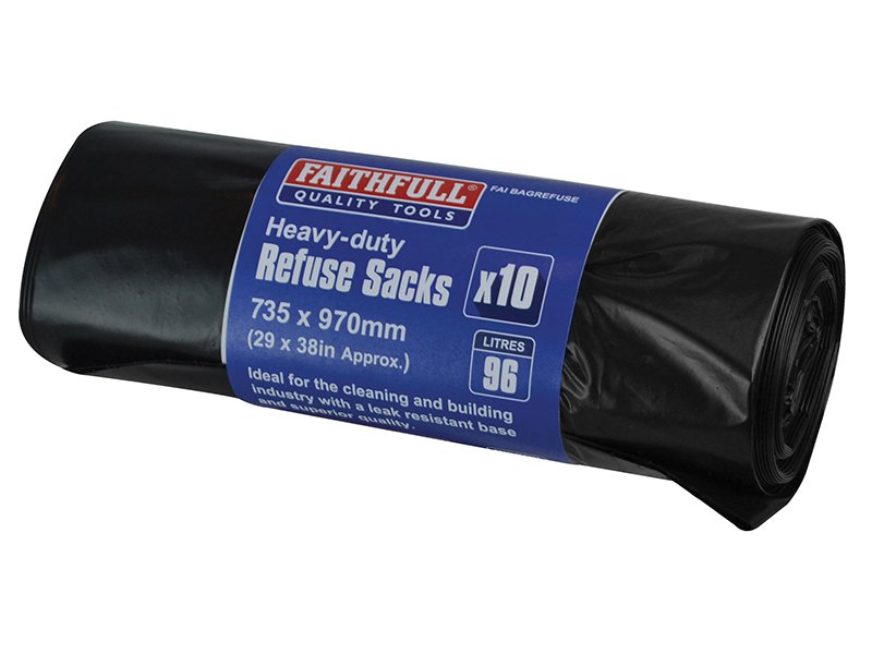 Faithfull Heavy-Duty Black Refuse Sacks (10) Main Image