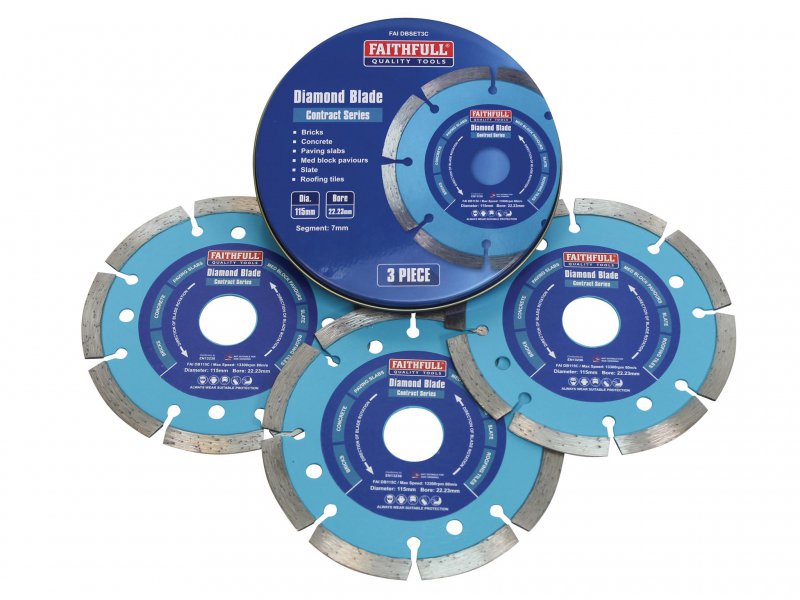 Faithfull Contract Diamond Blade Set - 3 x 115mm Main Image