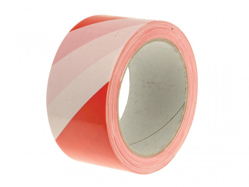 Faithfull Economy Self-Adhesive Hazard Tape Red/White 50mm x 33m Main Image