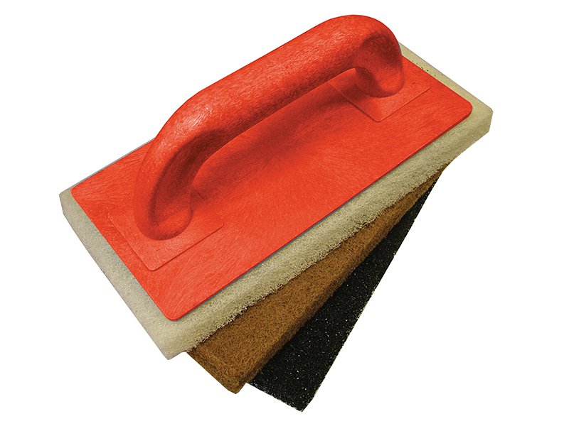 Faithfull Scouring Pad Holder + Fine Medium & Coarse Pads Main Image