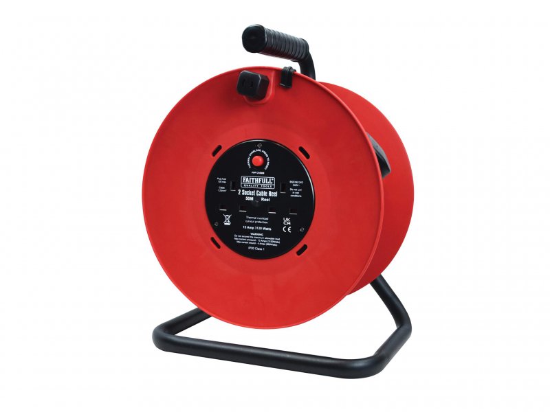 Faithfull Power Plus Cable Reel 50 Metre 13 Amp 230 Volt Main Image