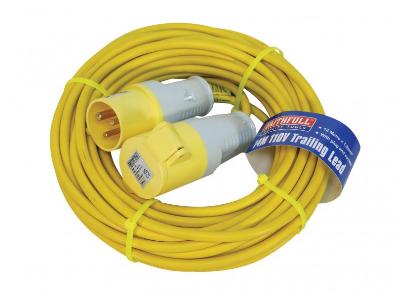 Faithfull Power Plus Trailing Lead 14 Metre 16 Amp 1.5mm Cable 110 Volt Main Image