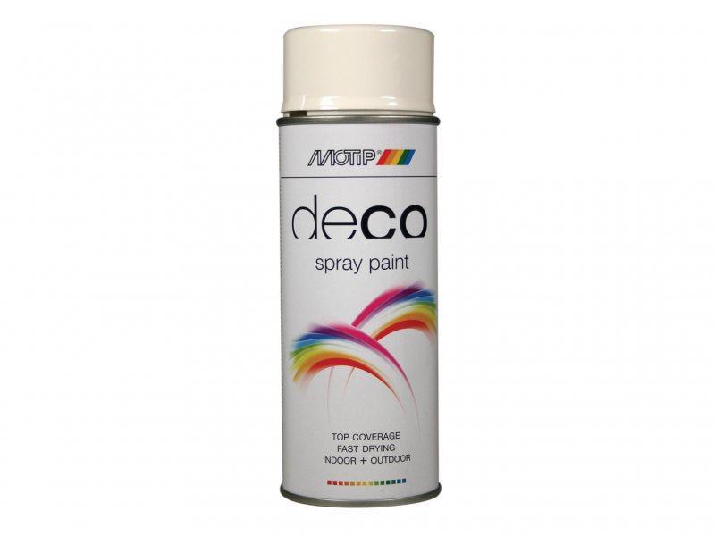 MOTIP Deco Spray Paint High Gloss RAL 9010 White 400ml Main Image