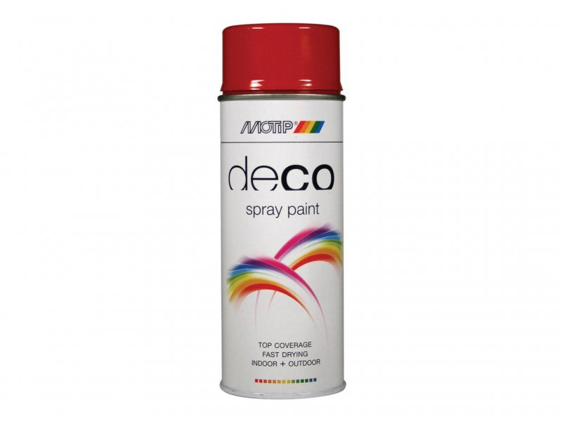 MOTIP Deco Spray Paint High Gloss RAL 3000 Flame Red 400ml Main Image