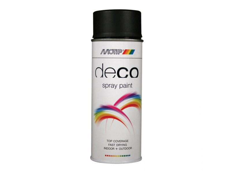 MOTIP Deco Spray Paint Satin Matt RAL 9005 Deep Black 400ml Main Image