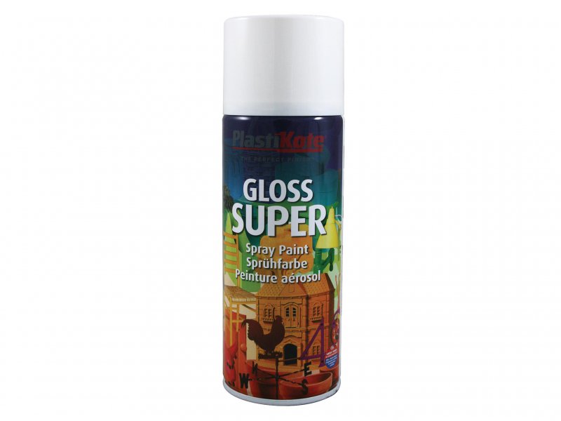 PlastiKote Super Spray Gloss White RAL 9016 400ml Main Image