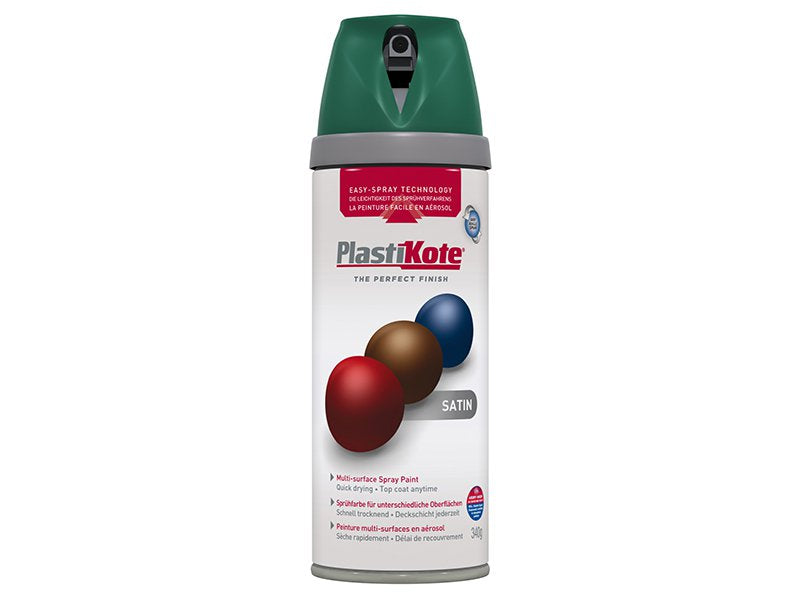 Plasti-kote Twist & Spray Satin Hunt Green 400ml Main Image