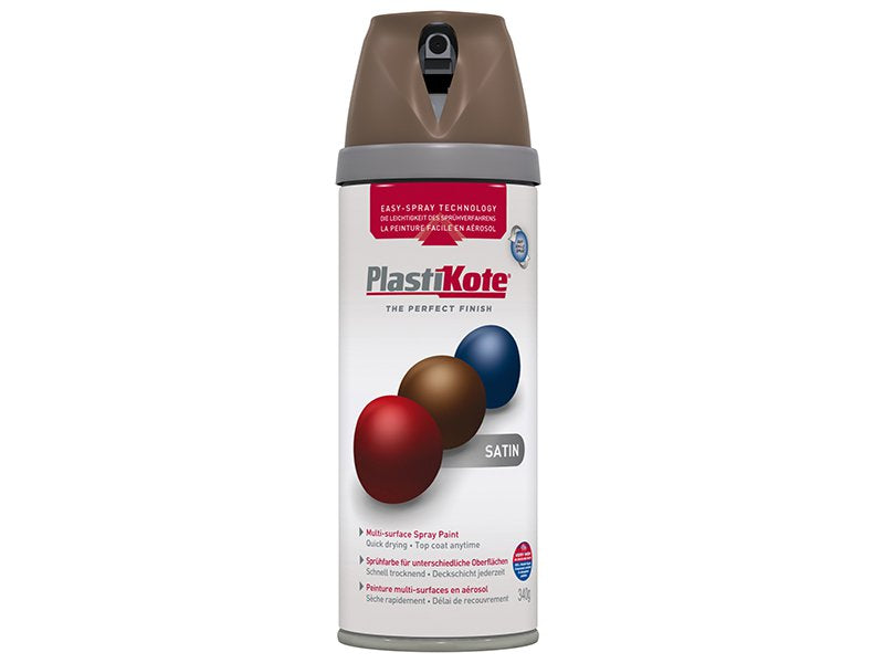 Plasti-kote Twist & Spray Satin Chocolate Brown 400ml Main Image