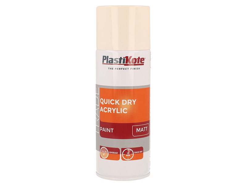 PlastiKote Trade Quick Dry Acrylic Spray Paint Matt Magnolia 400ml Main Image
