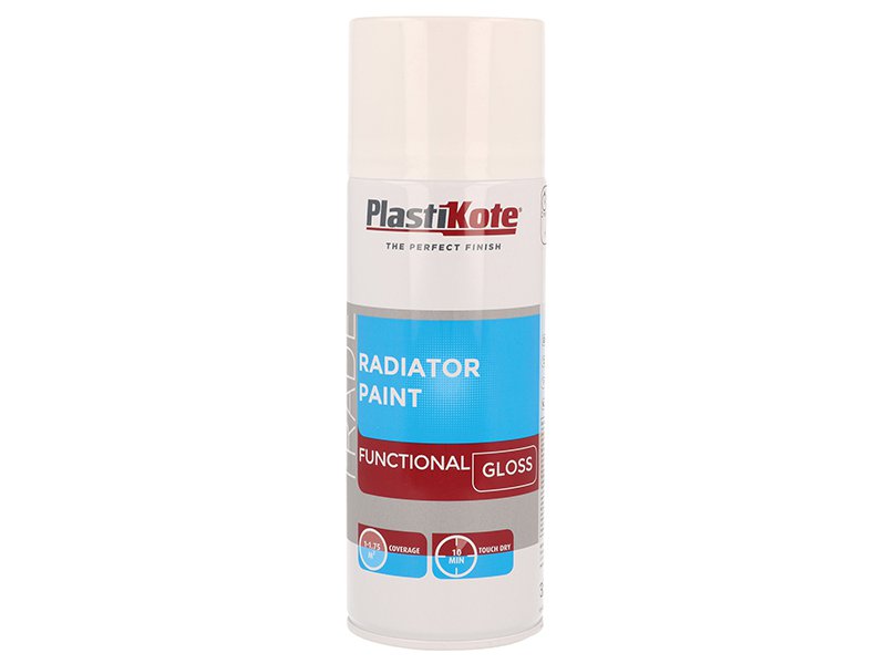 PlastiKote Trade Radiator Spray Paint Gloss White 400ml Main Image