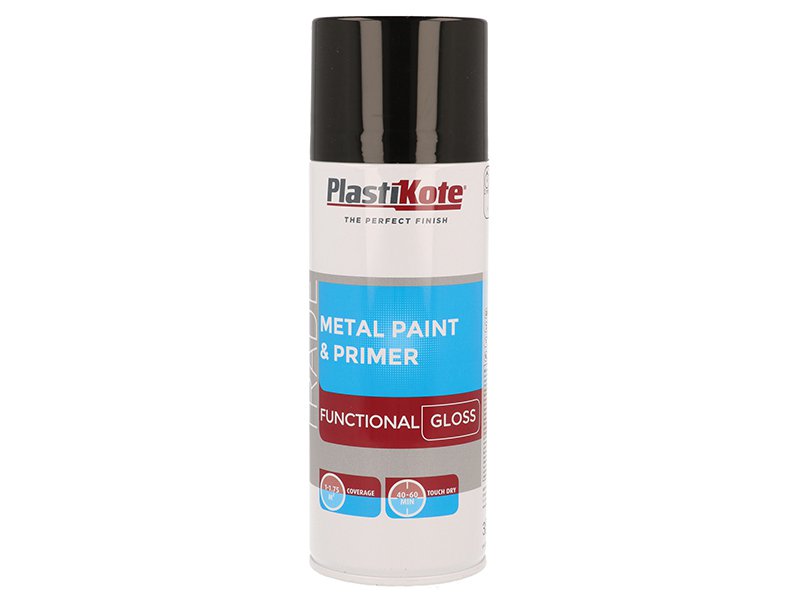 PlastiKote Trade Metal Spray Paint & Primer Gloss Black 400ml Main Image