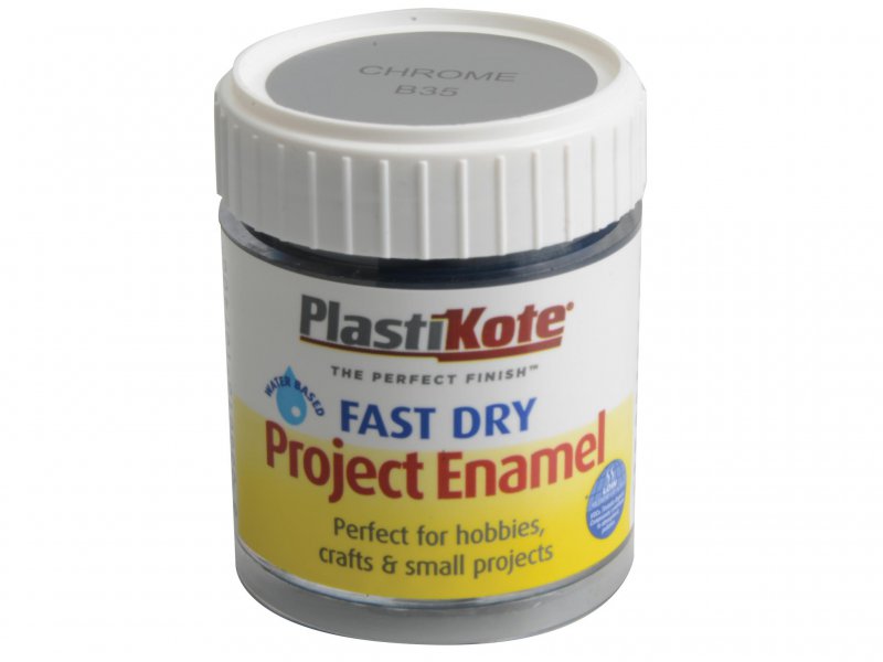 Plasti-kote Fast Dry Enamel Paint B35 Bottle 59 ml Chrome Main Image