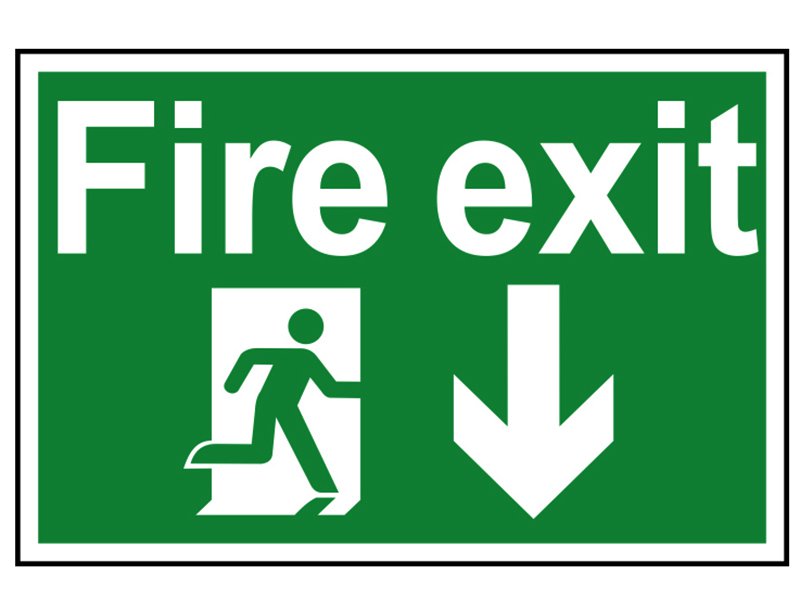 Scan Fire Exit Running Man Arrow Down - PVC 300 x 200mm Main Image
