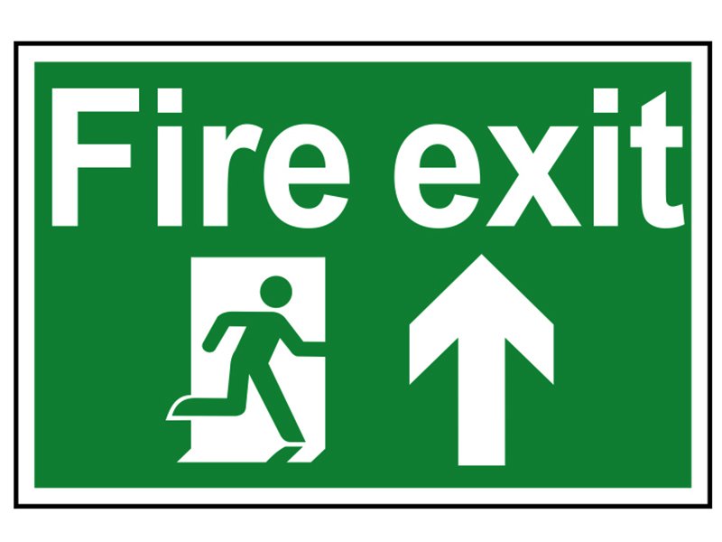 Scan Fire Exit Running Man Arrow Up - PVC 300 x 200mm Main Image