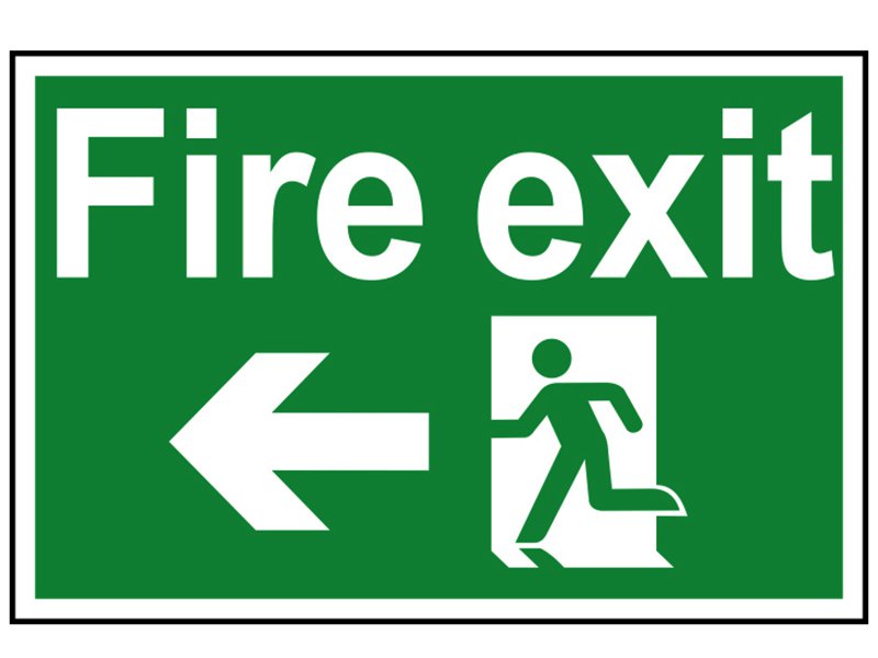 Scan Fire Exit Running Man Arrow Left - PVC 300 x 200mm Main Image
