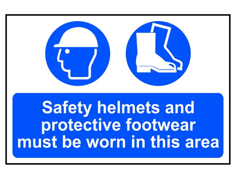 Scan Safety Helmets + Footwear To Be Worn PVC 400 x 600mm Main Image