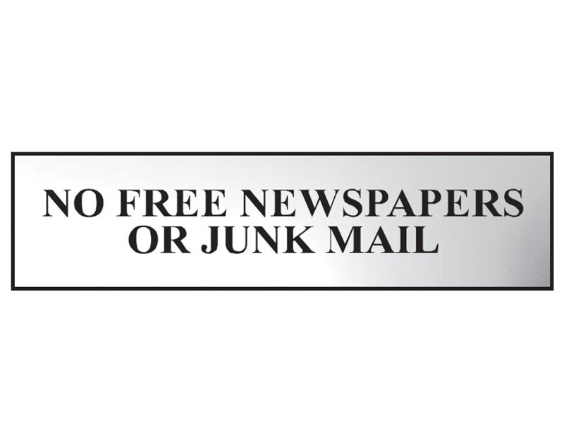 Scan No Free Newspapers Or Junk Mail - Chrome 200 x 50mm Main Image