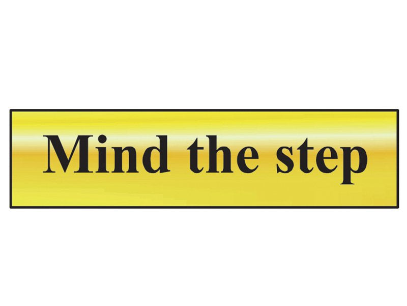 Scan Mind The Step - Polished Brass Effect 200 x 50mm Main Image