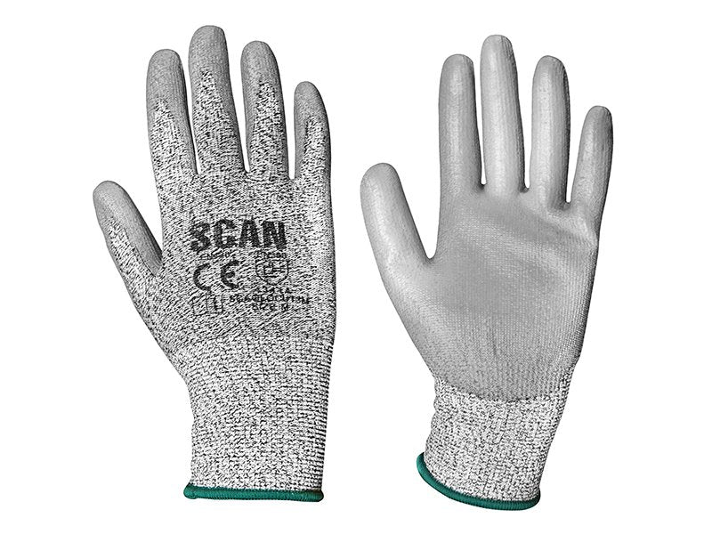Scan Grey PU Coated Cut 3 Gloves - Size 8 Medium Main Image