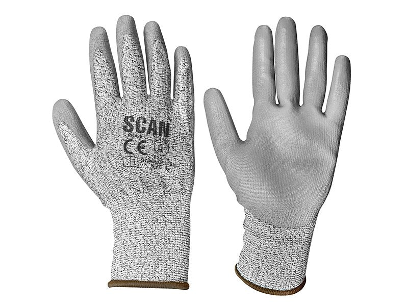 Scan Grey PU Coated Cut 3 Gloves - Size 10 Extra Large Main Image