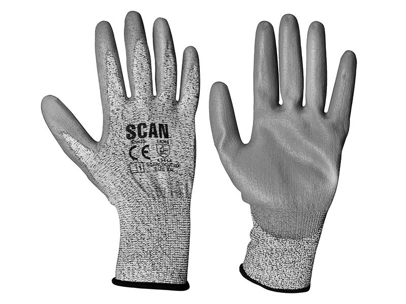 Scan Grey PU Coated Cut 3 Gloves - Size 11 Extra Extra Large Main Image