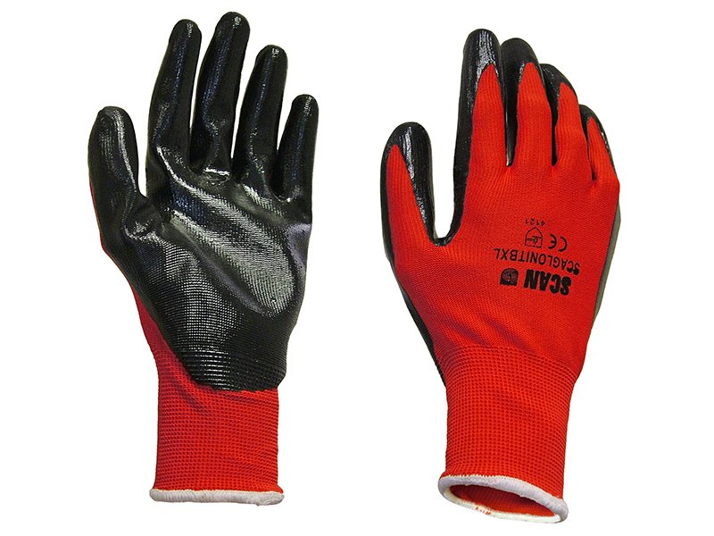 Scan Palm Dipped Black Nitrile Gloves Size 8 Medium Main Image