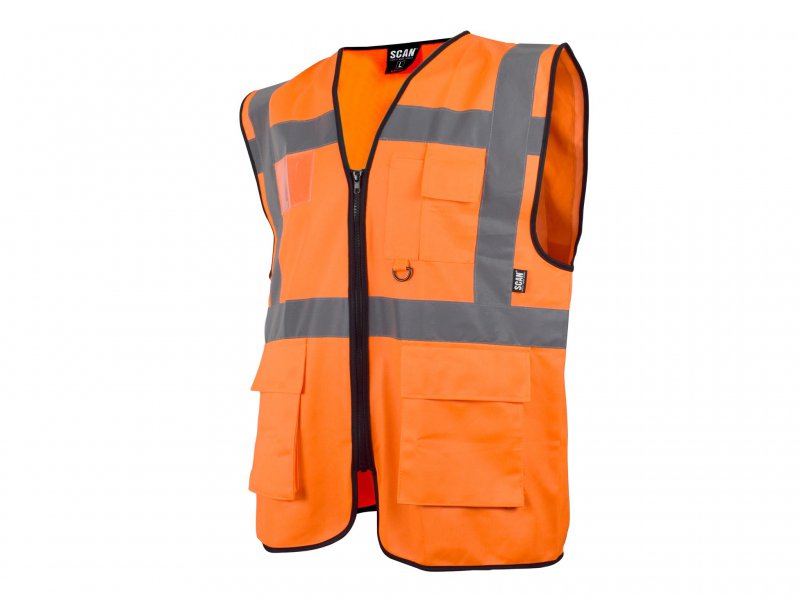 Scan Hi-Vis Utility Waistcoat Orange - XL (48in) Main Image