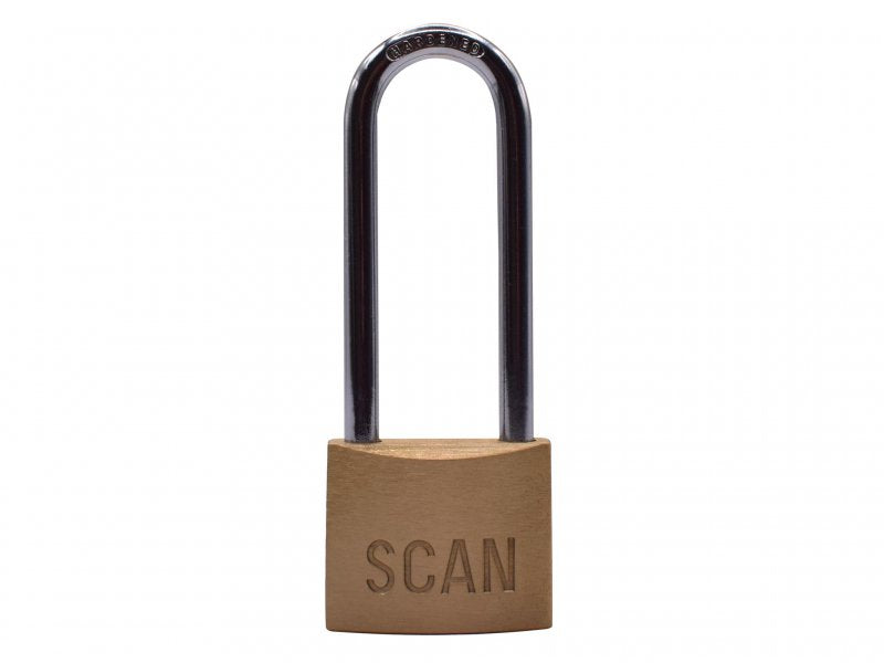 Scan Brass Padlock 40mm Long Shackle Main Image