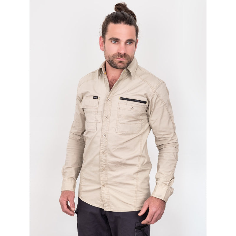 Flex & Move Utility Work Shirt Long Sleeve Stone (BTSN) M Main Image