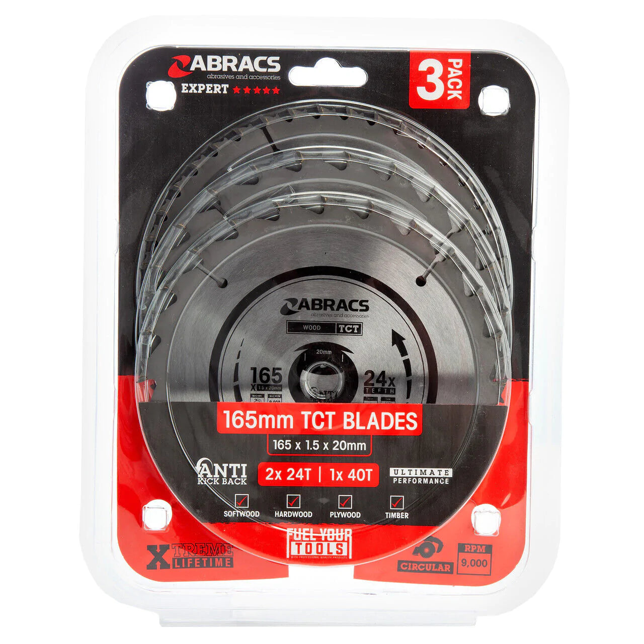 Abracs 165mm TCT Blade (3 Pack)