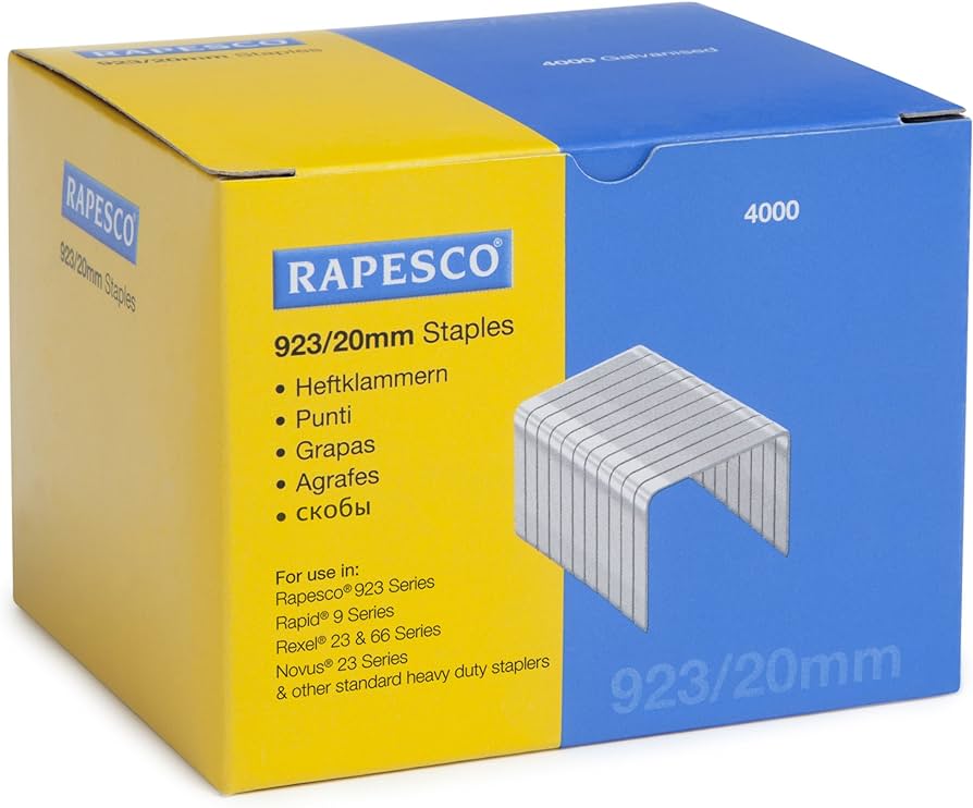 Rapesco S92320Z3 923/20mm Galvanised Staples, Type 23, Box of 4000