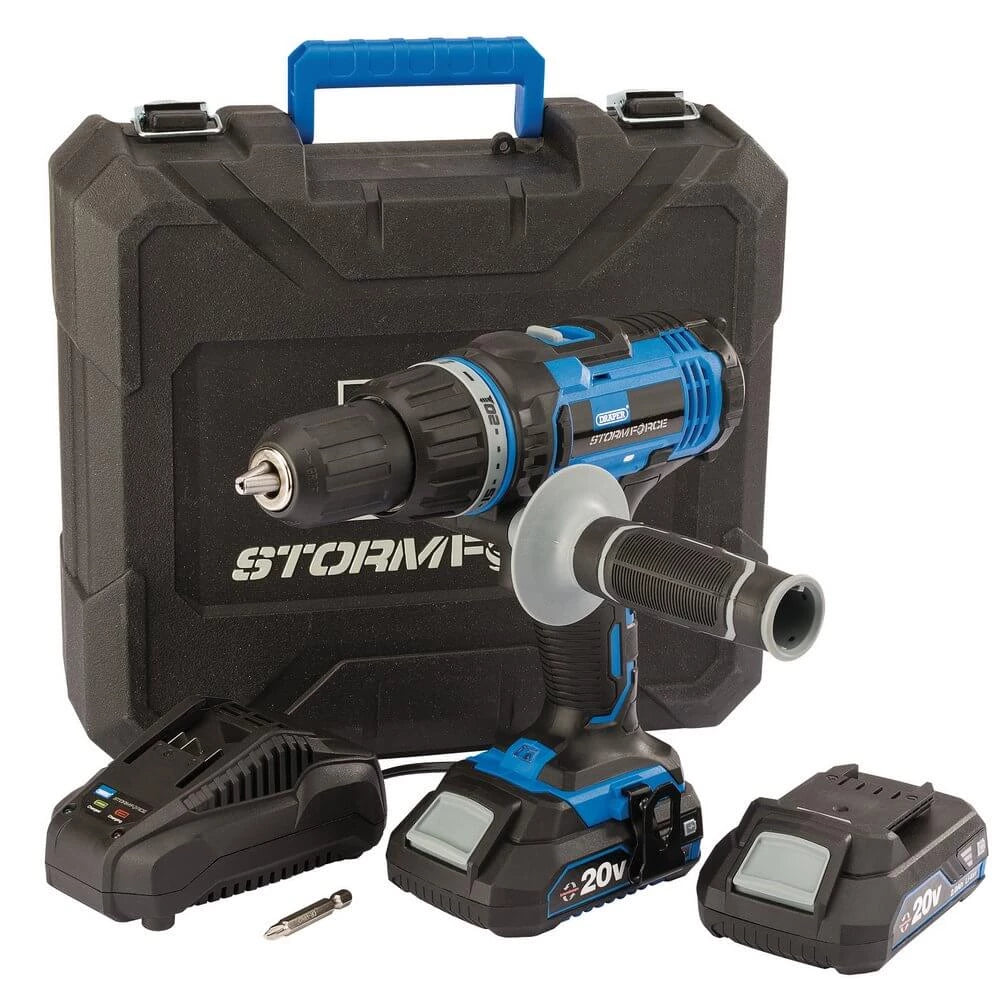 Storm Force 20V Cordless Hammer Drill with Two Li-ion Batteries