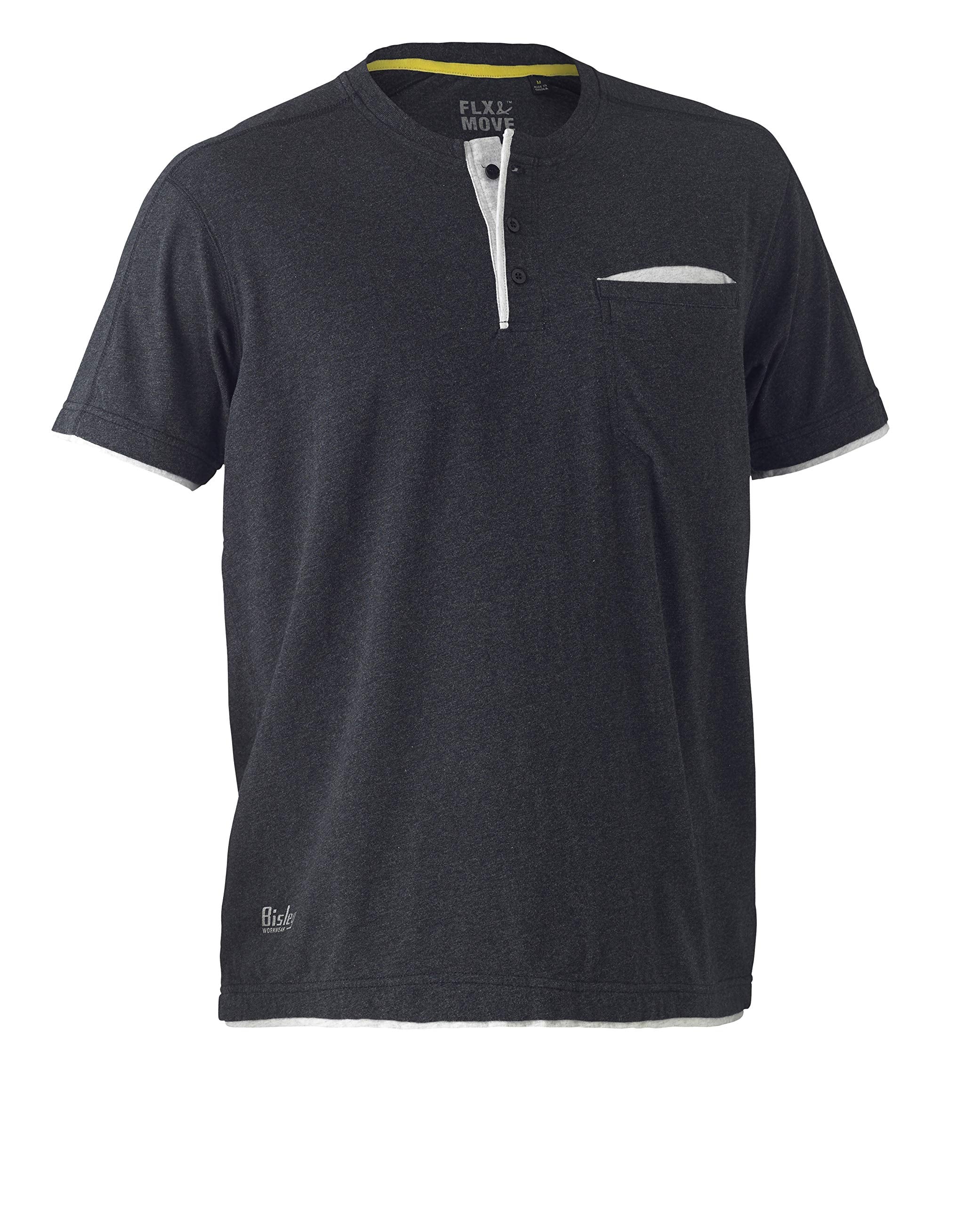 Flex & Move Cotton Henley T-Shirt Charcoal Marle (BCCG) L