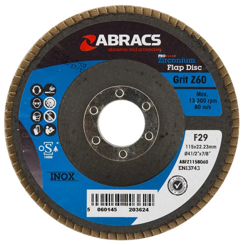 Abracs 115mm x 60 Grit Aluminium Oxide Flap Disc - 1 DISC