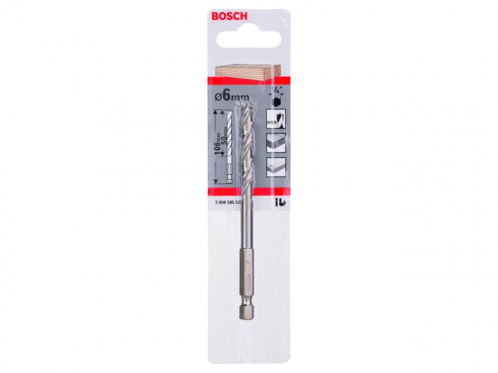 Bosch - Brad point drill bit - 1/4 inch - hex shank - 6 x 63 x 106 mm