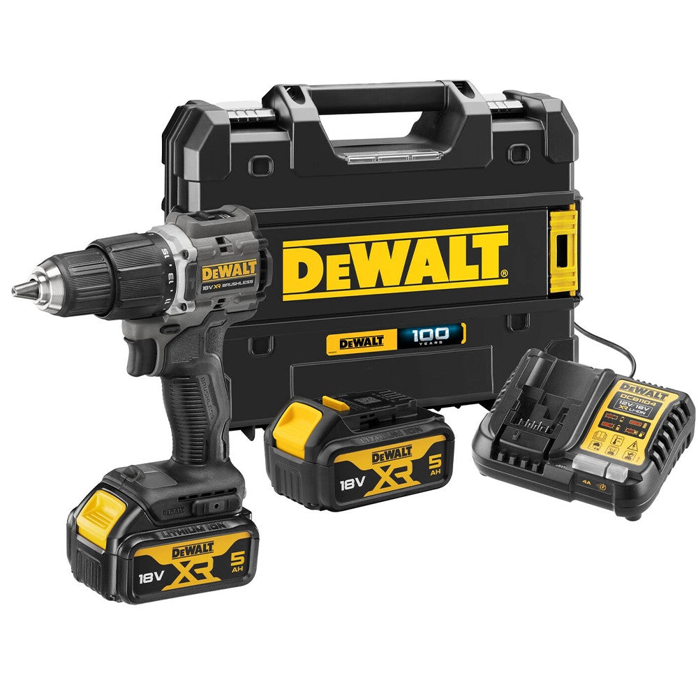 DEWALT Limited Edition 100 Years DCD100P2T Brushless Compact Combi Drill Kit (2 x 5.0ah Batteries)