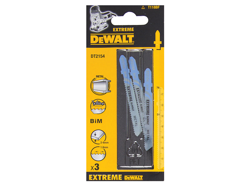 DeWALT DT2154 EXTREME Metal Cutting Jigsaw Blades Pack of 3