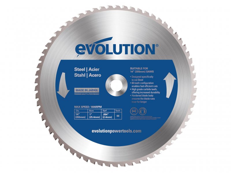 Evolution Mild Steel Cutting Chop Saw Blade 355 x 25.4mm x 66T Main Image