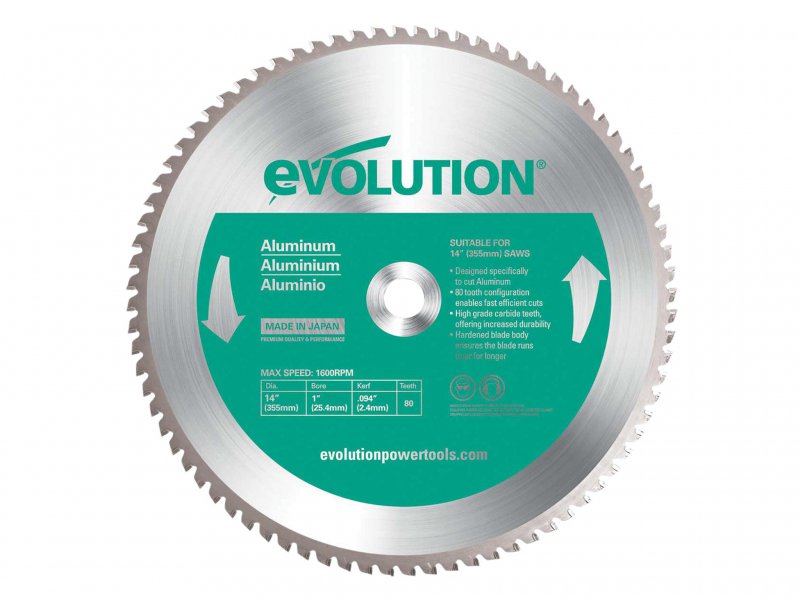 Evolution Aluminium Cutting Chop Saw Blade 355 x 25.4mm x 80T Main Image