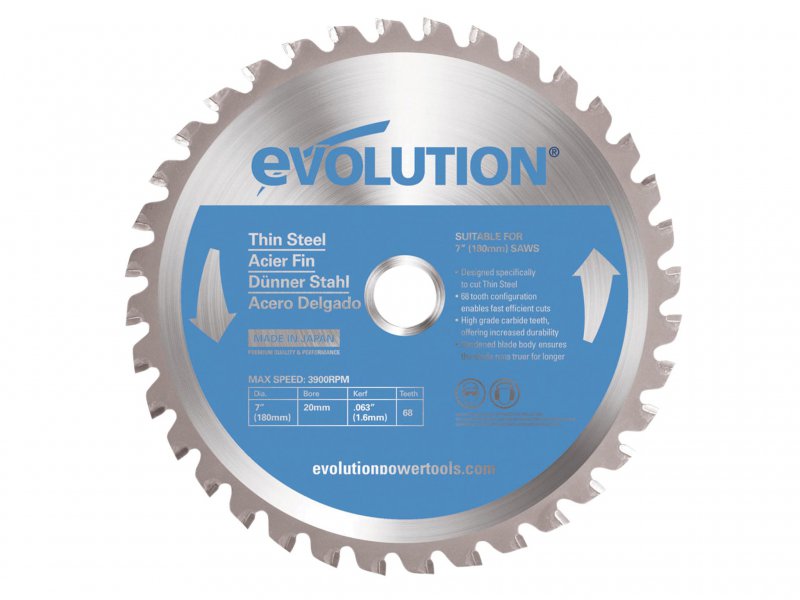 Evolution Thin Steel Cutting Circular Saw Blade 180 x 20mm x 36T Main Image