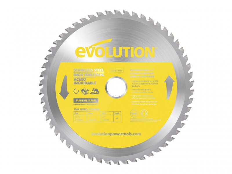 Evolution Stainless Steel Cutting Circular Saw Blade 210 x 25.4mm x 54T Main Image