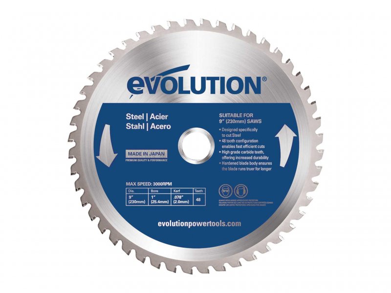 Evolution Mild Steel Cutting Circular Saw Blade 230 x 25.4mm x 48T Main Image