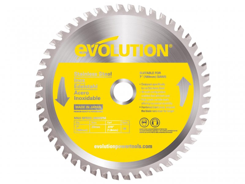 Evolution Stainless Steel Cutting Circular Saw Blade 180 x 20mm x 48T Main Image