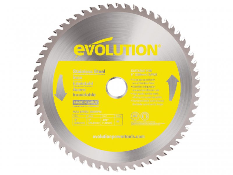 Evolution Stainless Steel Cutting Circular Saw Blade 230 x 25.4mm x 60T Main Image