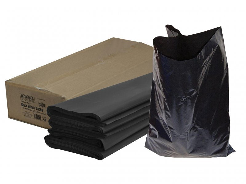 Faithfull Heavy-Duty Black Refuse Sacks (Pack 100) Main Image