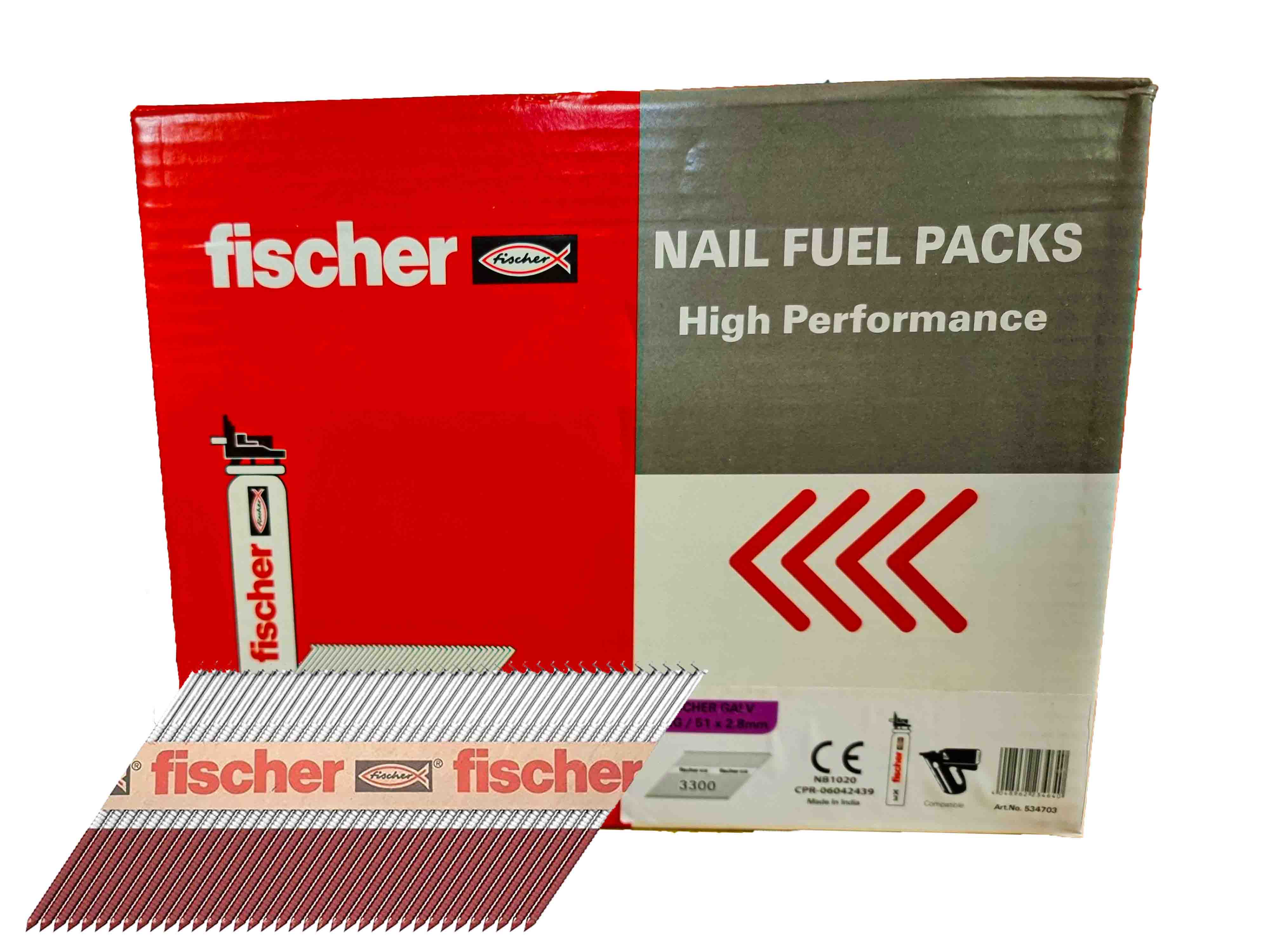 Fischer Nail Fuel Pack 3.1 x 75mm Ring Galv (Box 2200)