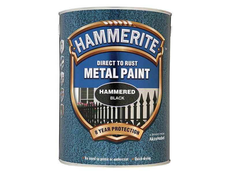 Hammerite Direct to Rust Hammered Finish Metal Paint Black 5 Litre Main Image