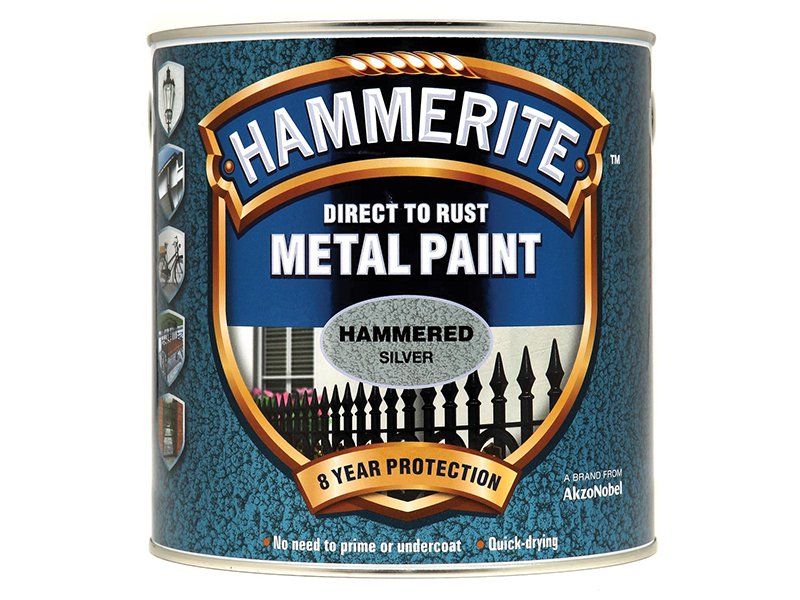 Hammerite Direct to Rust Hammered Finish Metal Paint Silver 2.5 Litre Main Image