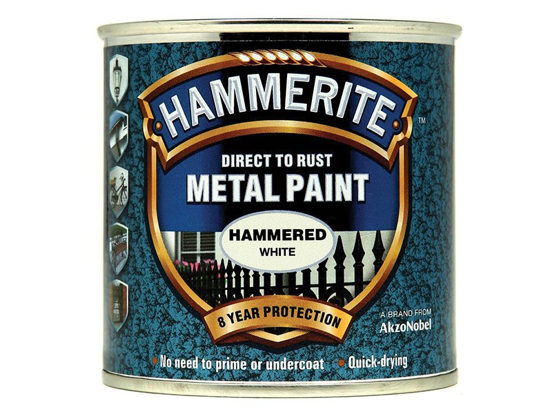 Hammerite Direct to Rust Hammered Finish Metal Paint White 250ml Main Image