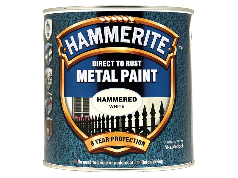 Hammerite Direct to Rust Hammered Finish Metal Paint White 2.5 Litre Main Image